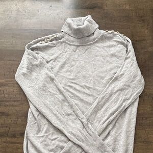 Joseph A Gray Turtleneck Sweater with Button Detail